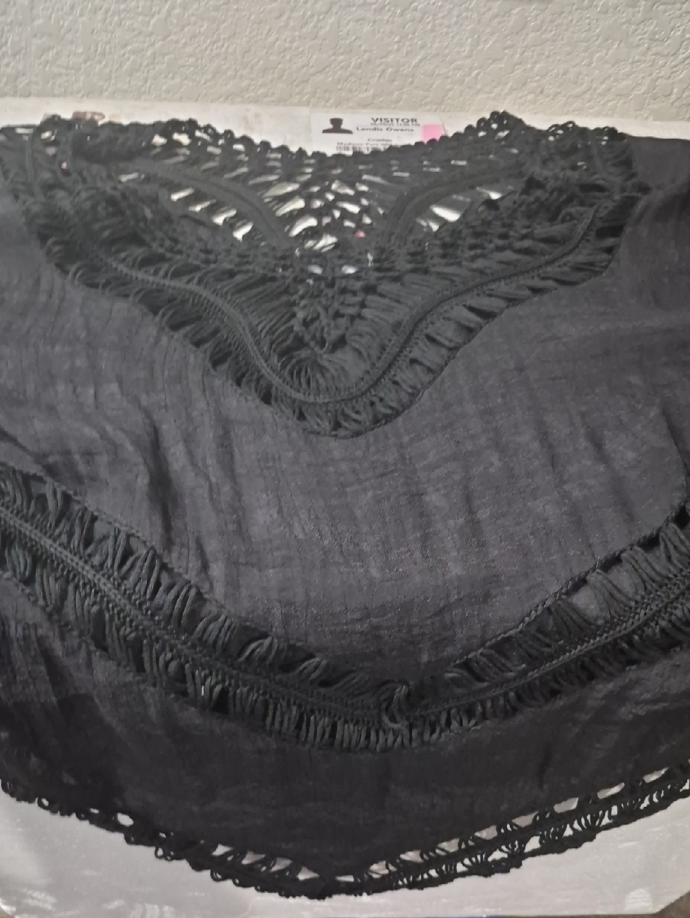 Black Crochet Trim Women's Blouse